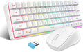 Snpurdiri 2.4G Wireless Gaming Keyboard and Mouse Combo, Include Small 60% Merchanical Feel Ergonomic Design Mini Wireless Mouse(White)