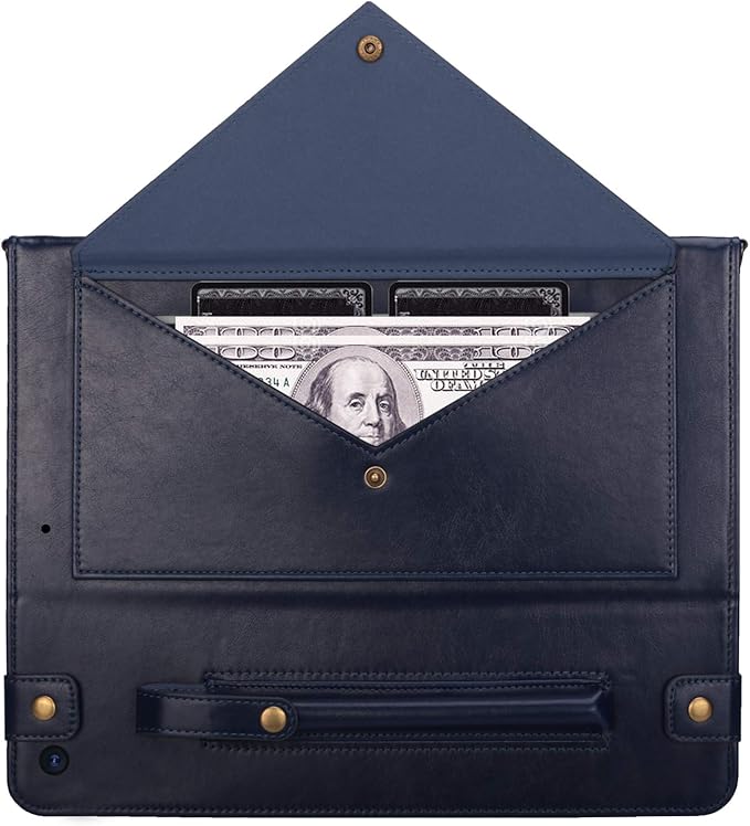 Lightweight Folio Stand Crossbody Wallet Case for iPad Mini 7.9" Series, iPad Mini 4/5 - Soft Protective Cover with Pencil Holder, Hand & Shoulder Straps, Navy