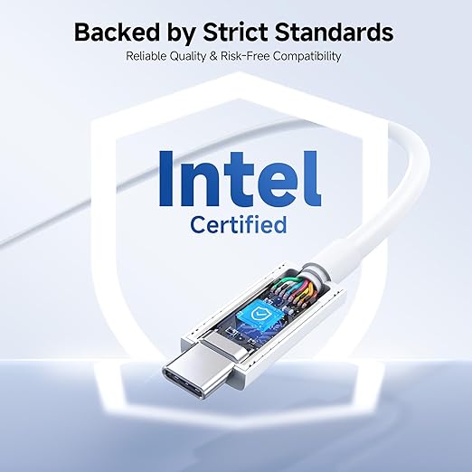 Cable Matters [Intel Certified] 80Gbps Thunderbolt 5 Cable with up to 120Gbps Bandwidth Boost and 240W Charging - 1m / 3.3ft, Compatible with Thunderbolt 4, USB4, and USB C, White