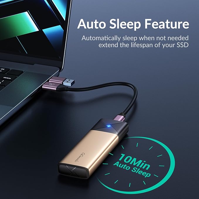 GiGimundo M.2 NVMe SATA SSD Enclosure Adapter Tool-Free, USB 3.2 Gen 2 (10Gbps) to PCI-E NGFF SATA M-Key/(B+M) Key External SSD Enclosure Support UASP for SSDs 2230/2242/2260/2280