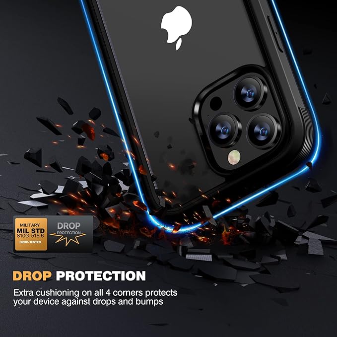 Diaclara Designed for iPhone 12 Pro Max Case, Full Body Rugged with Built-in Touch Sensitive Anti-Scratch Screen Protector, Soft TPU Bumper Case for iPhone 12 ProMax 6.7", Black
