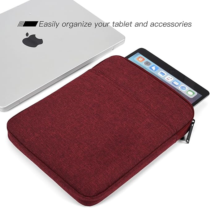 Tablet Sleeve Bag for 2025 11 inch iPad A16, 11 inch iPad Air M3 M4/ 10.9 inch iPad 10th/ Pro 11 M4, Galaxy Tab A8 10.5" Case Pouch, Fit Apple Smart Keyboard, Wine Red