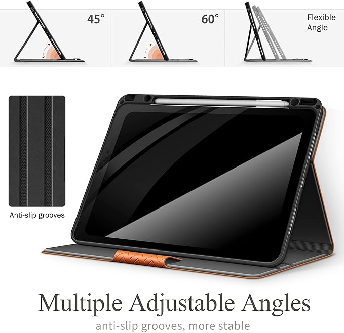 auaua Case for iPad Pro 12.9 6th/5th/4th/3rd Generation 2022/2021/2020/2018, Slim Durable Leather Stand Cover with Pencil Holder, Auto Sleep/Wake (Brown)