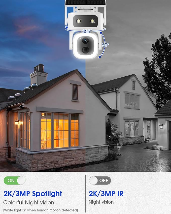 maisi 4G LTE Cellular Solar Wireless Camera Outdoor, 360 Days Free Unlimited Data, Built-in SIM Card 64GB, No WiFi No Power Security Camera, 360° PTZ, 2K Color Night Vision, 2 Way Talk, AI Detection