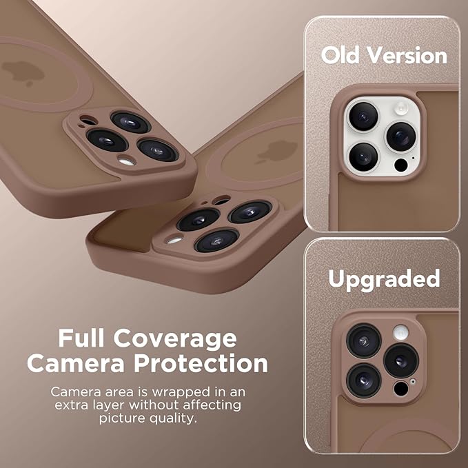 CAPRARO Magnetic for iPhone 15 Pro Max Case, [Compatible with MagSafe] [Full Camera Protection] Shockproof Protective Slim Translucent Matte Phone Case for iPhone 15 Pro Max 6.7'', Brown