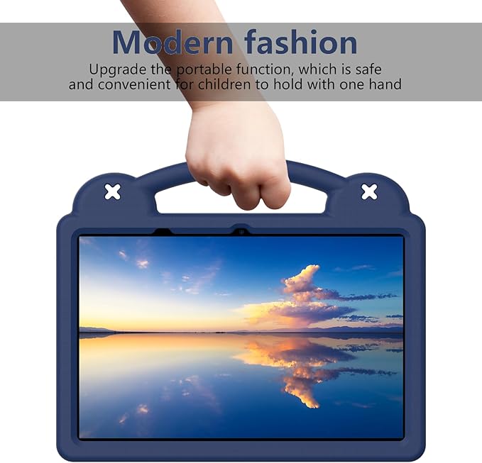 AKABEILA Compatible with Honor Pad 10 2025 12.1 inch Tablet Case, Kids Friendly Universal Lightweight Shockproof Protective Case with Shoulder Strap & Stand Handle Navy Blue
