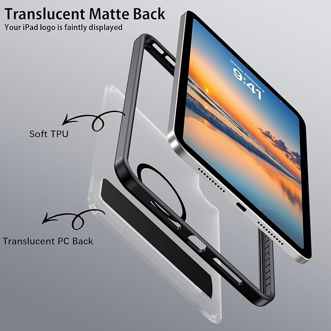 BENTOBEN Case for iPad mini 7 2024 A17 Pro/iPad mini 6 2021, Magnetic iPad mini 7th/6th Gen Case with Stand, Translucent Matte Shockproof Protective Tablet Cover for iPad mini 7/mini 6 8.3'', Black