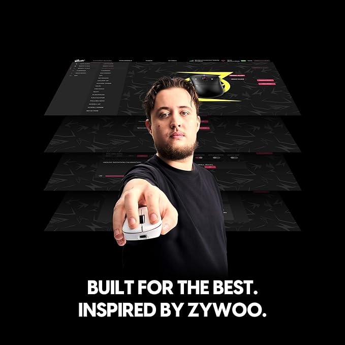 Pulsar Gaming Gears ZywOo The Chosen Mouse Wireless Gaming Mouse, Ultra Lightweight 2.08 oz (59g), Optical Switch, 32000 DPI, 750 IPS, XS-1 Sensor, 8k Compatible (Medium, White)