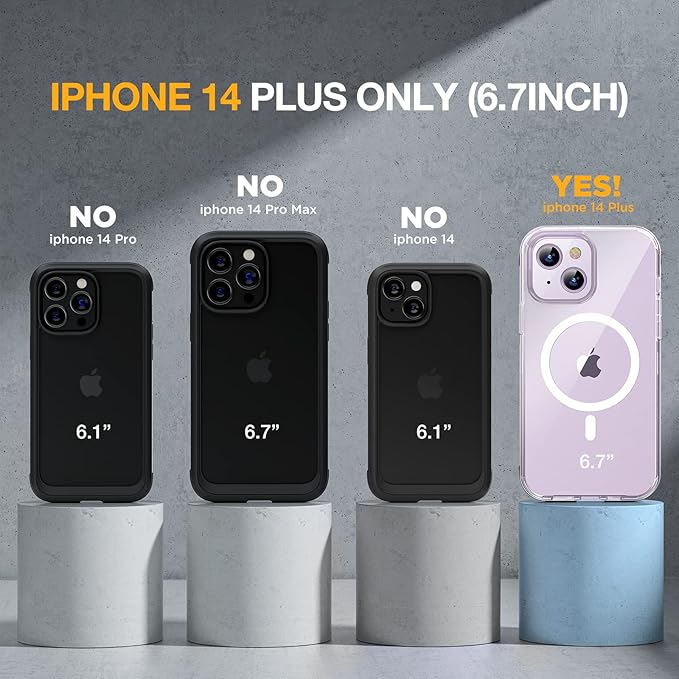 Miracase Glass Series Designed for iPhone 14 Plus Case 6.7 inch, 2023 Upgrade Full-Body Magnetic Clear Case with Built-in 9H Tempered Glass Screen Protector,Compatible with MagSafe,Clear Glitter