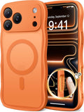 CAPRARO Magnetic for iPhone 17 Pro Case for Women Girls, Upgraded [Full Camera Protection] [Compatible with MagSafe] Cute Wave Translucent Matte Phone Case for iPhone 17 Pro, Cosmic Orange