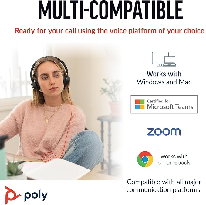 Poly Blackwire 8225 Premium Wired Headset (Plantronics) – Active Noise Canceling – Hi-fi Stereo - Connect to PC/Mac - Certified for Microsoft Teams - Amazon Exclusive