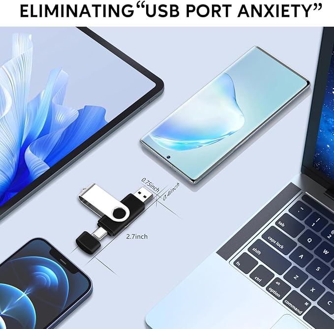 EASTBULL 16GB USB2.0 & Type-C Flash Drives 10-Pack 2-in-1 FAT32 USB C Drive Bulk USB-A + USB-C Thumb Drives Pack OTG Memory Sticks Compatible with Smartphones, Computers, Tablets, Mac (Black)