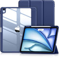 Wenlaty for iPad Air 13 Inch Case M4/M3/M2 (2026/2025/2024) with Pencil Holder, Slim Trifold Stand Protective Cover for iPad Air 13 Case with Clear Transparent Back, Auto Wake/Sleep -Sea Blue