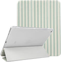Lovmooful Compatible for iPad 9/8/7 (10.2-Inch,2021/2020/2019 Model,9th/8th/7th Generation) Case with Pencil Holder Cute Striped with Aesthetic Design Soft TPU Trifold Stand Protective-Green
