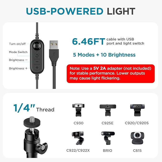 InnoGear Zoom Lighting for Computer, 50 Light Modes Video Conference Lighting with Phone Holder Cell Phone Selfie Lights Desk Webcam Ring Light with Stand for Camera Video Recording Podcast Streaming