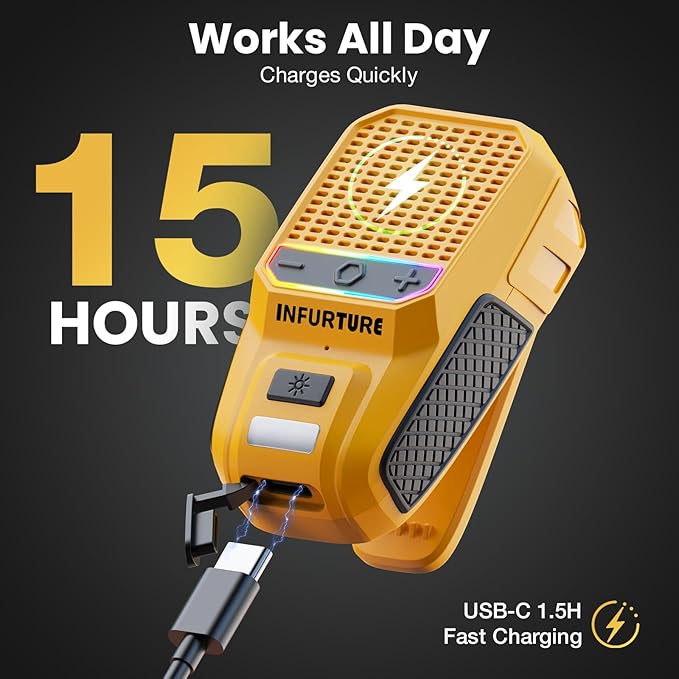 INFURTURE Clip on Bluetooth Speaker with RGB/Flashlight, Wearable Waterproof Shower Speaker Bathroom Speakers Built-in Noise Reduction Mic for Hands-Free Music/Calls-for Work/Riding/Golf/Outdoor