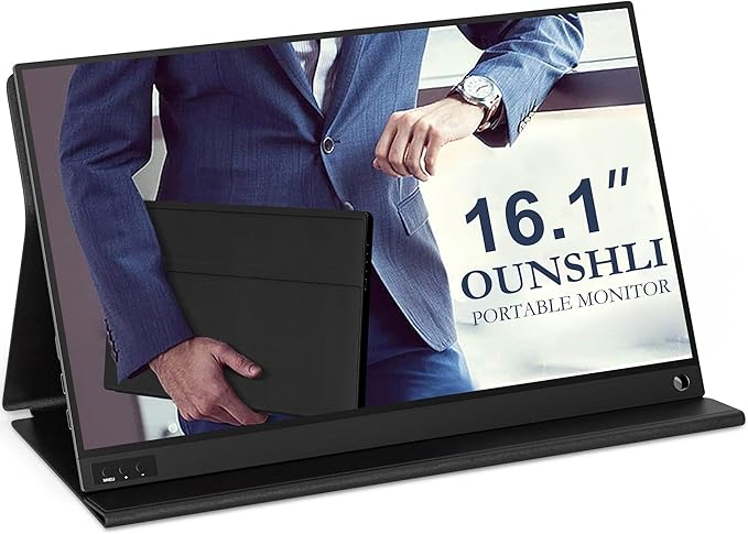 Portable Monitor for Laptop 16.1 Inch Full HD 1080P Dual Computer Monitor USB C HDMI with Speakers, Flat Travel Monitor for MacBook Pro PS4 PS5 PC, Smart Cover&Screen Protector Included…