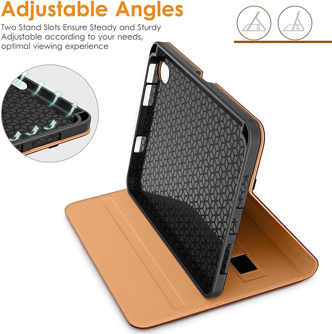 DTTO for iPad mini 7th (A17 Pro) 2024/iPad Mini 6th Generation Case 2021 8.3 Inch, Premium Leather Business Folio Stand Cover for Mini 7/6 with Pencil Holder-Multiple Viewing Angles, Brown