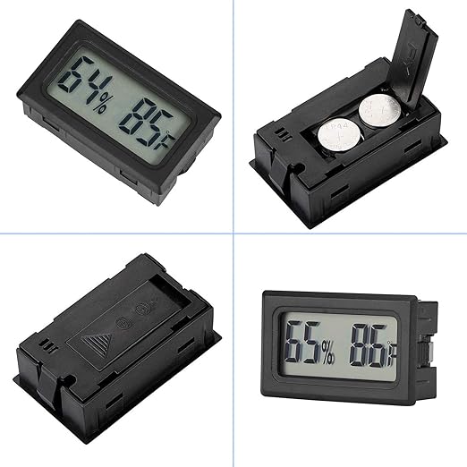 Reptile Thermometer Hygrometer Meter Indoor Temperature Gauge Fahrenheit ℉ Mini Digital Humidity for Outdoor Office Humidors Jars Incubators Guitar Case (1)