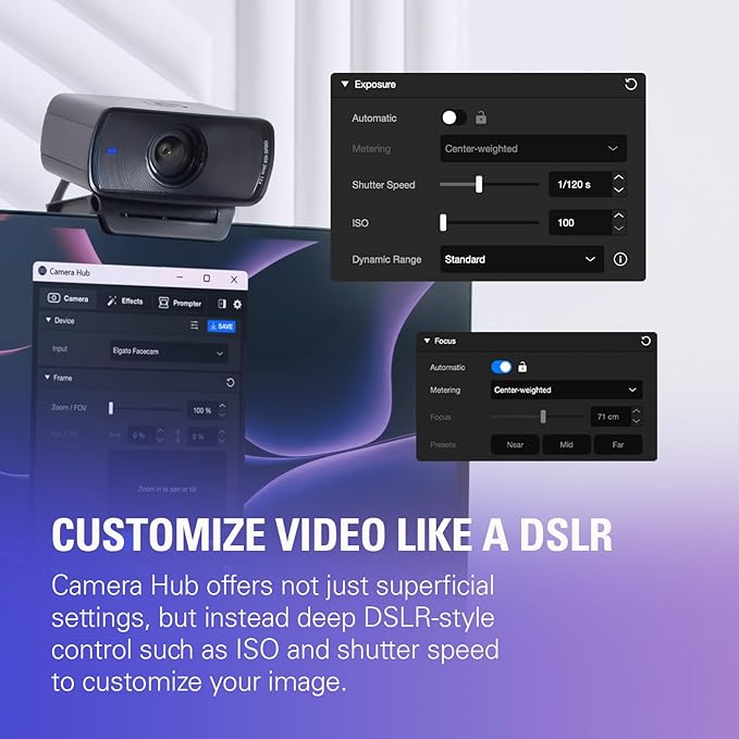 Elgato Facecam MK.2 – Premium Full HD 1080p Webcam for Streaming, Gaming, Video Calls, Recording, HDR Enabled, Sony Sensor, PTZ Control – Works with OBS, Zoom, Teams, and More, for PC/Mac
