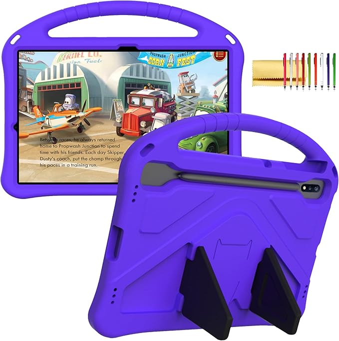 Kids Case for Samsung Galaxy Tab S10+/S9+/S8+/S7 FE/S7+/S9 FE+ 12.4", Techcircle Light Weight Shock Proof EVA Foam Handle Rugged Stand Protective Case for Galaxy Tab S9 FE Plus/S10 Plus 2024, Purple