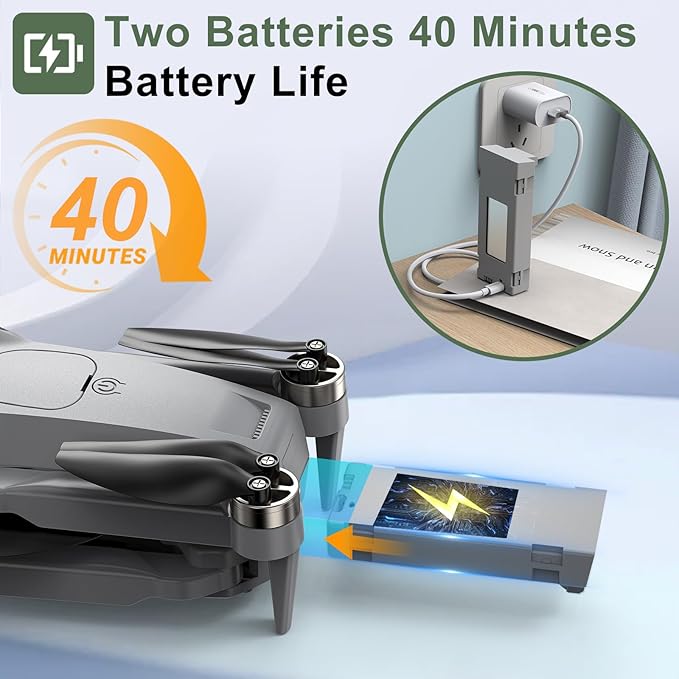 PRO Drone with Camera for Adults 4K,Brushless Motors Drone for Kids Beginners,40mins Flight Time with 2 Batteries,FPV Foldable RC Quadcopter,Toys Gifts for Teen Boys Girls, Beginner（Titanium gray）