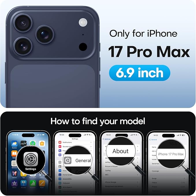 TAURI for iPhone 17 Pro Max Case, Compatible with MagSafe, (Full Camera Protection) Camera Control Cover Solid-Color Matte Magnetic 17 Pro Max Phone Case, Black