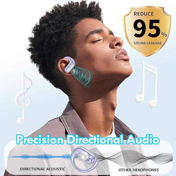 kurdene Wireless Earbuds Bluetooth Headphones Sport,Over Ear Buds with Deep Bass Sound,60Hrs Playtime Earphones Redesigned Comfort Fit with Earhooks for Running,Meeting,Workout-Purple