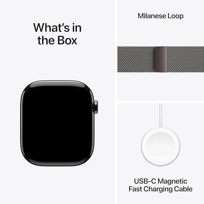 Apple Watch Series 11 [GPS + Cellular 46mm] Smartwatch with Slate Titanium Case with Slate Milanese Loop - M/L. Sleep Score, Fitness Tracker, Health Monitoring, Always-On Display, Water Resistant