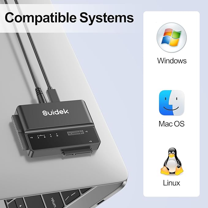 SUIDEK M.2 NVMe Adapter, USB 10 Gbps Hard Drive Reader Tool Free PCIe NVMe, SATA and IDE Adapter, M2 SSD Enclosure Supports (M Key&M+B Key) Any Sizes M.2 SSD, 2.5/3.5" SATA SSD HDD and 3.5" IDE HDD