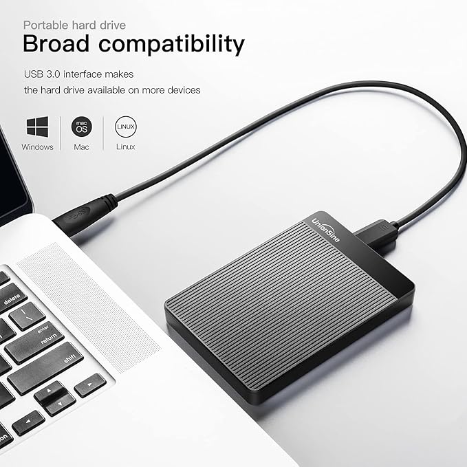 UnionSine 500GB Ultra Slim Portable External Hard Drive HDD-USB 3.0 for PC, Mac, Laptop, PS4, Xbox one, Xbox 360-(Black)