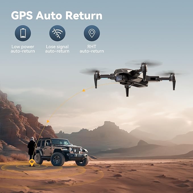 GPS Drone with Camera for Adults 4K, Auto Return Home, Brushless Motor, Follow Me, 5G FPV Transmission, Smart RC Quadcopter Drones for Beginners Kids, Long Flight and Distance, Under 250G