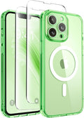 CAPRARO CAPRRO Magnetic for iPhone 13 Pro Max Case, [Compatible with MagSafe] [Full Camera Protection] Shockproof Protective Slim Translucent Matte Phone Case for iPhone 13 Pro Max 6.7'', Clear Green