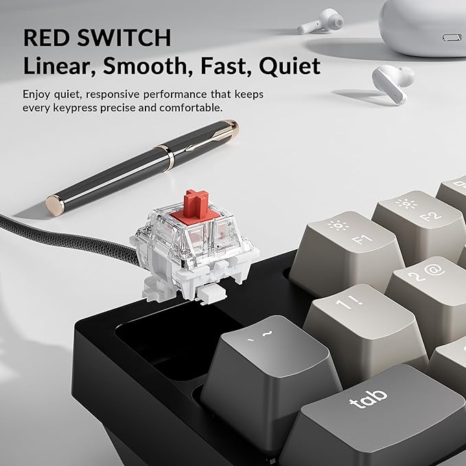 Keychron C1 Pro Wired Custom Mechanical Keyboard, TKL Layout QMK/VIA Programmable OEM Profile Double-Shot PBT Keycaps White LED Backlight with K Pro Red Switch for Mac Windows Linux