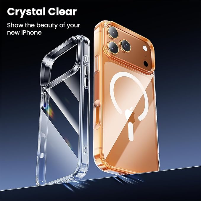 Anti-Yellowing Strong Magnetic for iPhone 17 Pro Max Case, with Camera Lens Protector [Compatible with MagSafe] [12FT Military Grade Drop] Slim Thin iPhone Cover 6.9 Inch, Clear