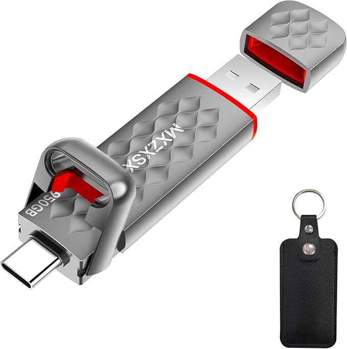 128GB USB Flash Drive,Up to 550MB/s External SSD Thumb Drive, USB 3.2 + Type C, for iPhone15/16/17, Android Phone, PS4/PS5/MacBook/iPad/SmartTV, Zinc Alloy Body
