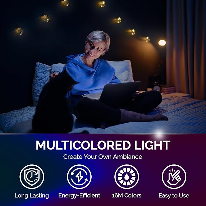 Flux WiFi Smart LED Light Bulb - Compatible with Alexa, Google Home Assistant & IFTTT - Smartphone Controlled Multicolored Color Changing Lights - Sunrise Wake Up Light & Dimmable Night Light