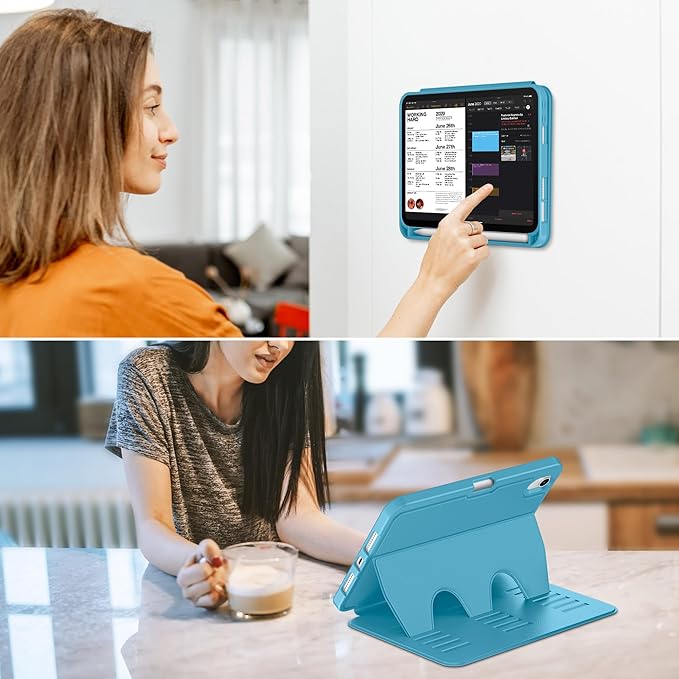VIKESI Case for iPad mini 7 (A17 Pro) and iPad mini 6,Multiple Angles Magnetic Stand Cover,Shockproof Soft Back,Pencil Holder,and Auto Sleep/Wake,Sky Blue