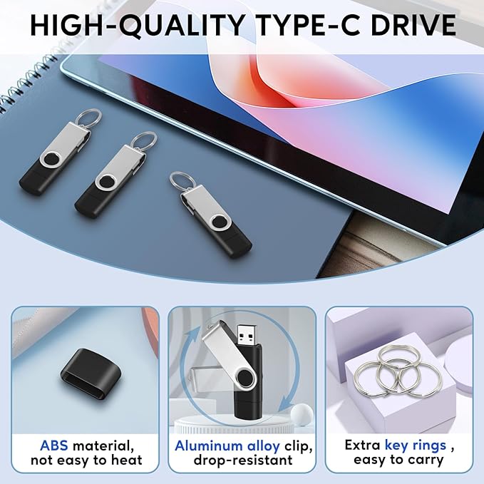 EASTBULL 8GB USB2.0 & Type-C Flash Drives 10-Pack 2-in-1 FAT32 USB C Drive Bulk USB-A + USB-C Thumb Drives Pack OTG Memory Sticks Compatible with Smartphones, Computers, Tablets, Mac (Black)