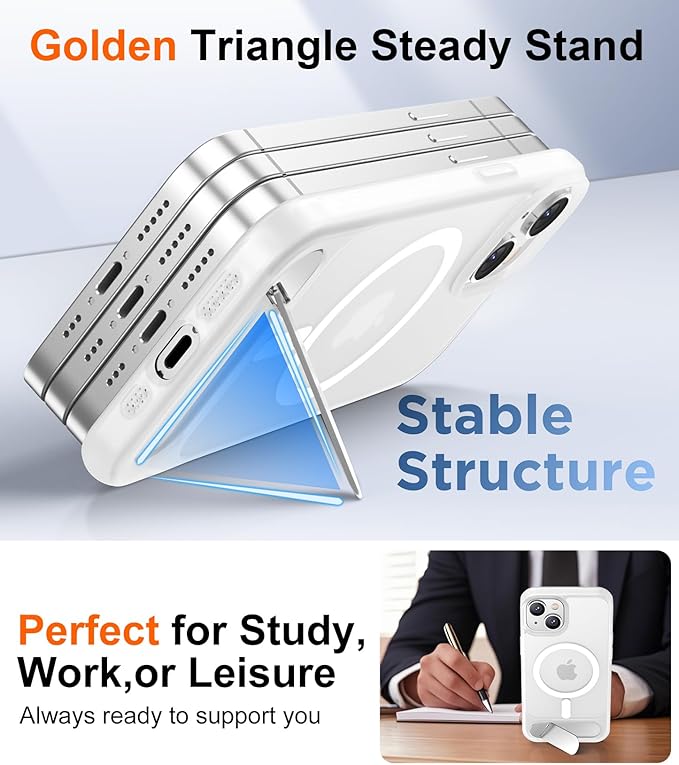 Magnetic Compatible with iPhone 14 Case/iPhone 13 Case,[Built-in Invisible Kickstand][Compatible with MagSafe][Military Grade Shockproof] Slim Translucent Matte Phone Case for iPhone 14/13 6.1"