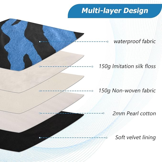 Laptop Case Sleeve, Blue Tiger Print Black Wild Animal Shockproof Protective Computer Carrying Cover, Briefcase Handbags 13-13.3inch Laptop Sleeve Bag