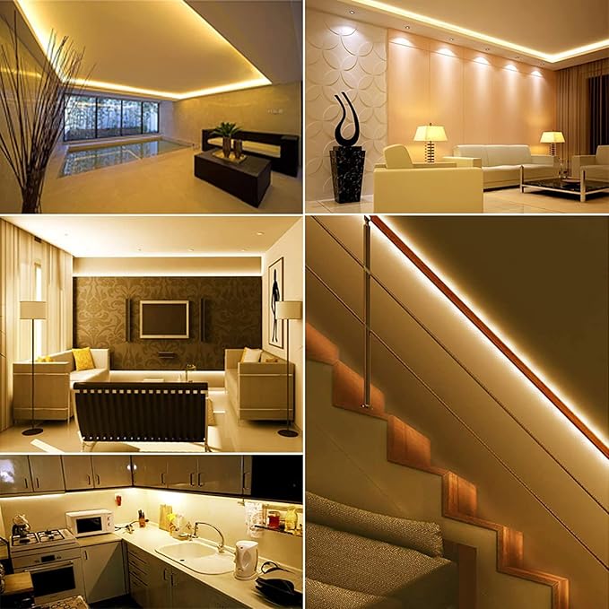 24V 32.8ft(10M) LED Strip Light Warm White 3000K 1200LEDs 2835 SMD 90W High Brightness 7200LM No-Waterproof IP20 Flexible Ribbon for Kitchen Backyard Hallways Stairs Decoration(No Power Supply)