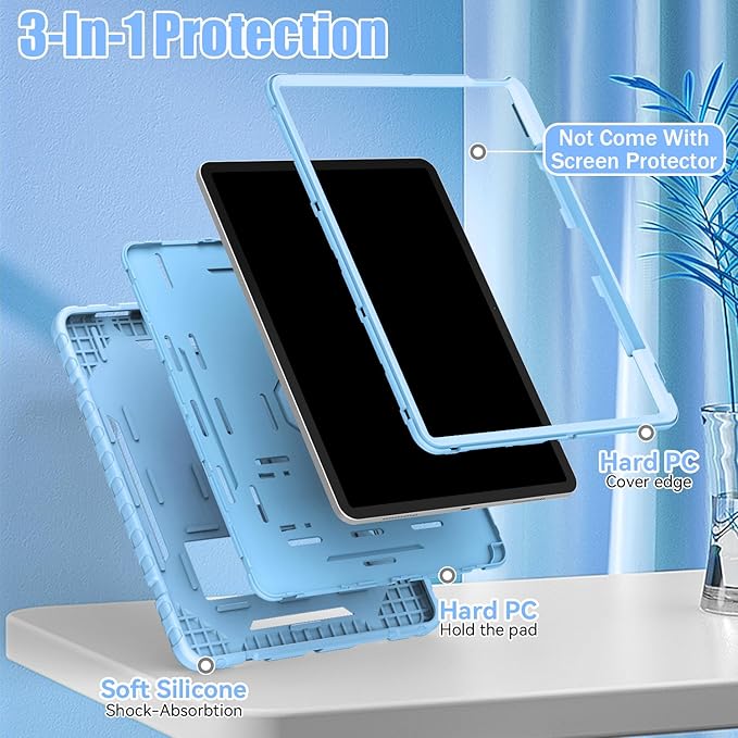Grifobes Case for iPad Air 13-inch (M4/M3/M2) 2026/2025/2024, Heavy Duty Shockproof Rugged Protective Cover with Pencil Holder/Built-in Stand for i Pad Air 13" (Sky Blue)