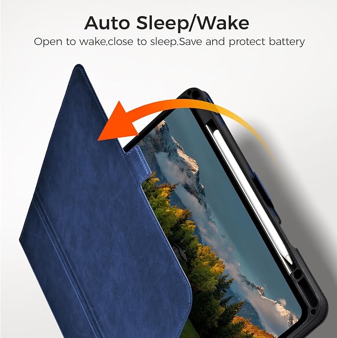 Slim Case for iPad Pro 13 Inch M5/M4 (2025/2024) A3360/A3361/A2925/A2926 with Pencil Holder,Lightweight Cover,Magnetic Closure,Multi Angle Stand,Typing Angle,Auto Sleep/Wake,Dark Blue