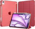 MoKo for iPad Air 11 inch Case (M4/M3/M2) 2026/2025/2024, iPad Air 5th/4th Gen 10.9 inch Case 2022/2020 with Pencil Holder, Slim Light Trifold Cover with Hard PC Translucent Back Shell, Wine Red