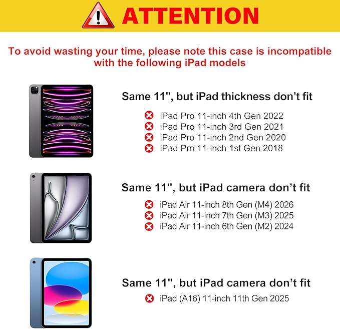 Akkerds for iPad Pro 11 Inch Case (M5/M4) 2025/2024 6th/5th Generation with Pencil Holder, for iPad Pro Case 11 Inch with Trifold Stand Protective Cover/Soft TPU Back, Auto Wake/Sleep, Black