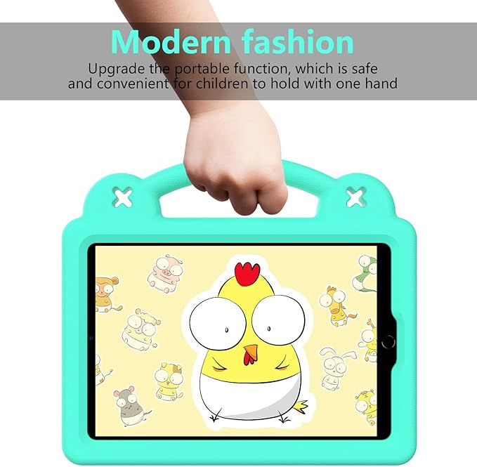 AKABEILA Compatible with Apple iPad Mini 1/2/3/4/5 Tablet Case, Kids Friendly Universal Lightweight Shockproof Protective Case with Shoulder Strap & Stand Handle Mint Green