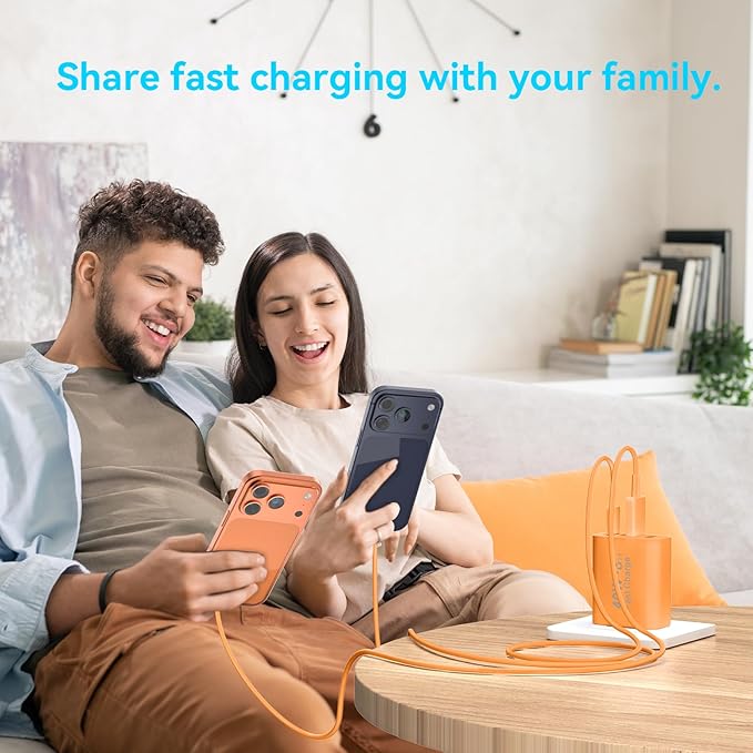 USB C Charger Block, 40W 4 Ports Type C Fast Phone Charging Blocks Cube PD USBC Wall Plug+QC 3.0 USB A Charger Brick Box Power for iPhone 17/16/15/14/13/12 Pro Max, iPad, Galaxy, Pixel, Orange
