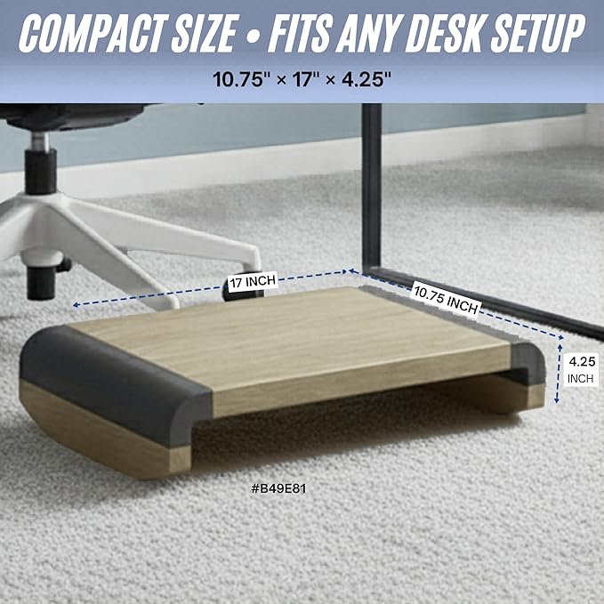 Tiel Ergonomic Foot Rest for Under Desk at Work, Rocking Footrest with Comfort Support, Office Foot Stool for Desk Chair, Leg Rest Stand for Home and Remote Office