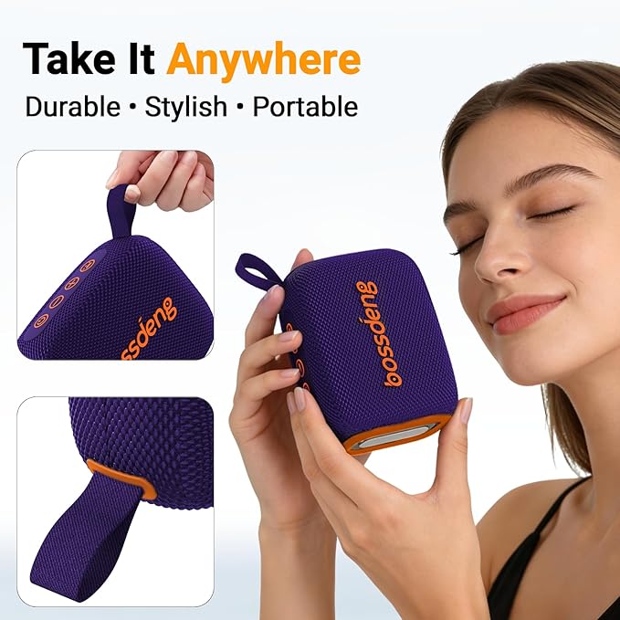 Portable Waterproof Bluetooth Speaker IPX5 for Outdoor,HD Sound All-Day Playtime, BT5.3,Wireless Speakers with Lights, Essentials for Beach/Party/Camping,Gifts for Men Women Boys Girls-Purple